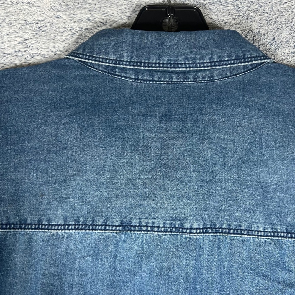 J. Jill Denim Button Down Shirt Womens XL Blue Cotton Long Sleeve Pocket - Picture 11 of 16
